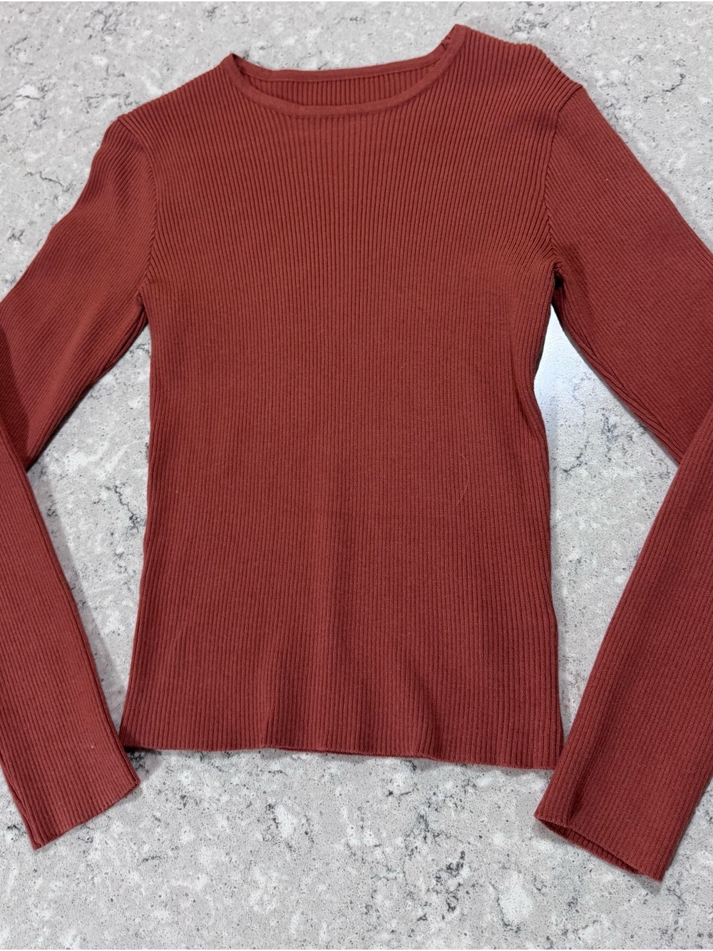 Women’s Ribbed Long-Sleeve Sweater - Rust color